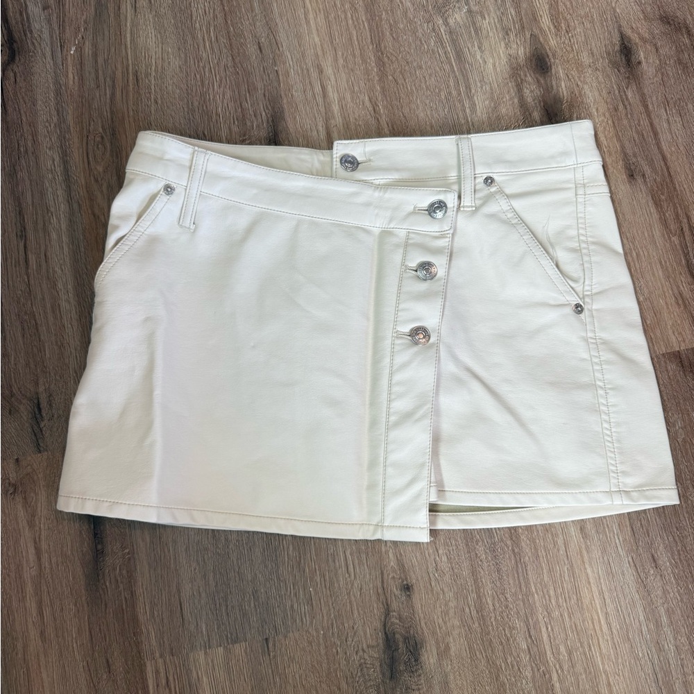 We the Free Stylish Cream Button-Up Mini Skirt